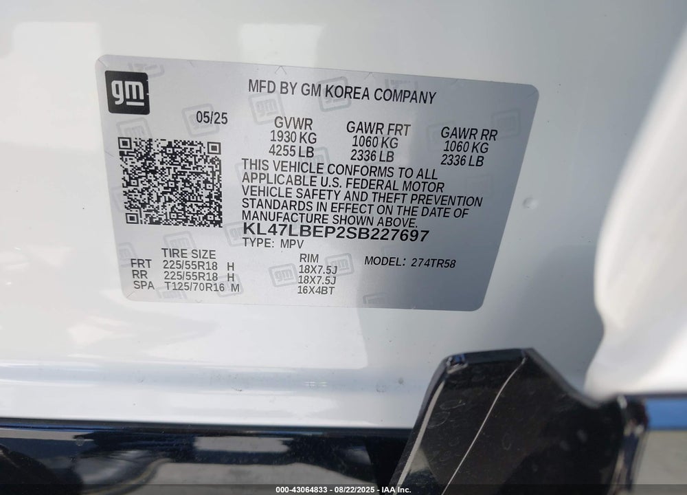 2025 BUICK ENVISTA SPORT TOURING FWD VIN: KL47LBEP2SB227697