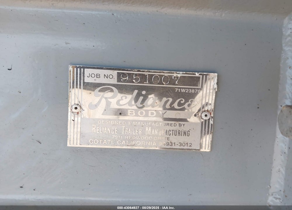 1995 RELIANCE TRAILER MFG --- VIN: 1REFA5207SC951005