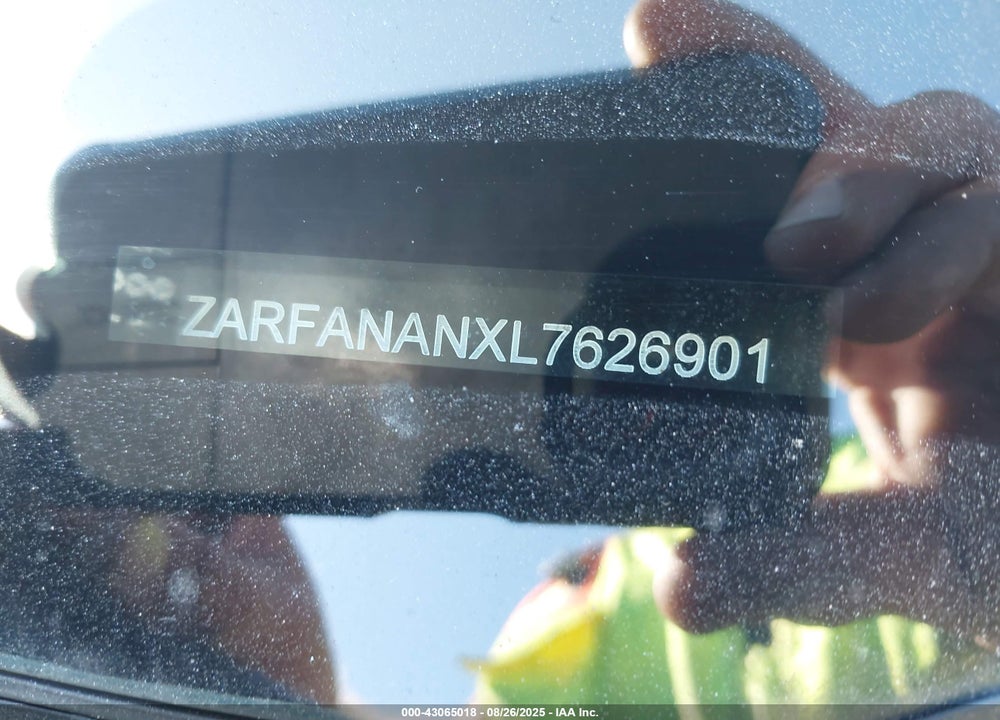 2020 ALFA ROMEO GIULIA VIN: ZARFANANXL7626901