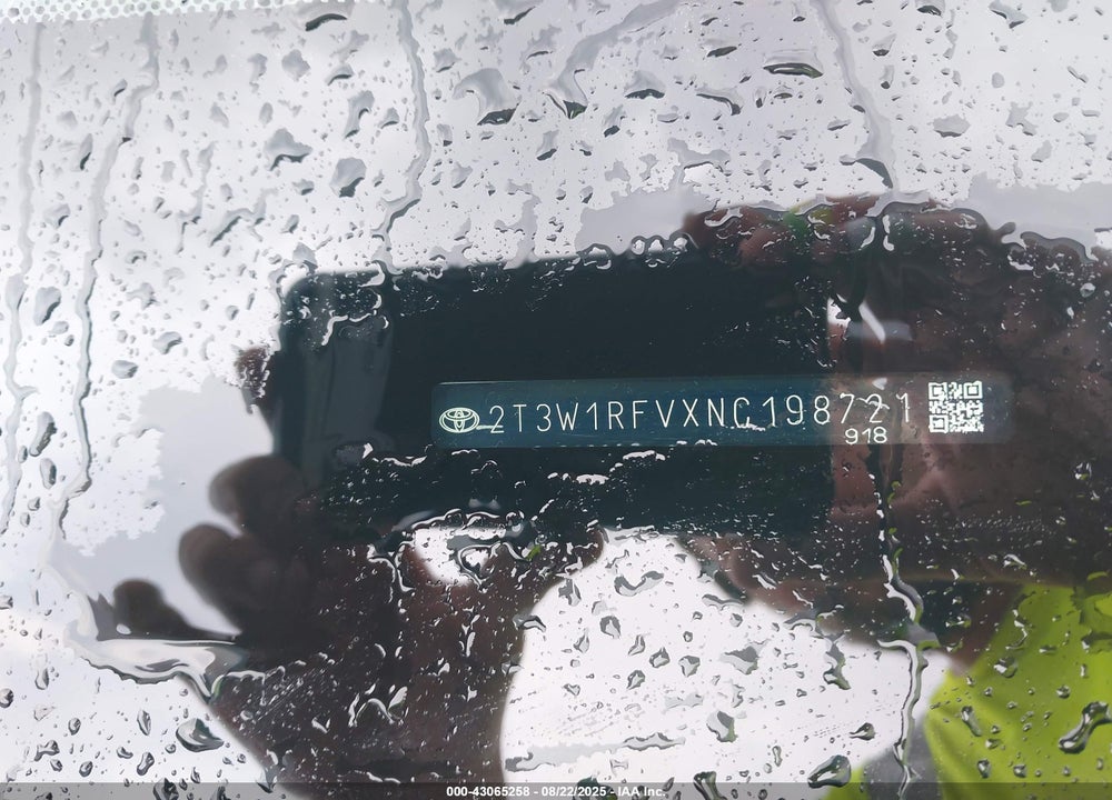 2022 TOYOTA RAV4 VIN: 2T3W1RFVXNC198721