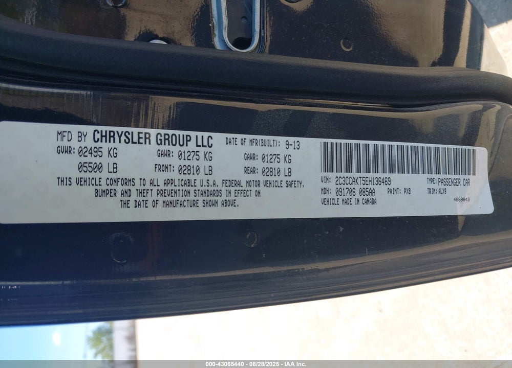 2014 CHRYSLER 300 VIN: 2C3CCAKT5EH136469