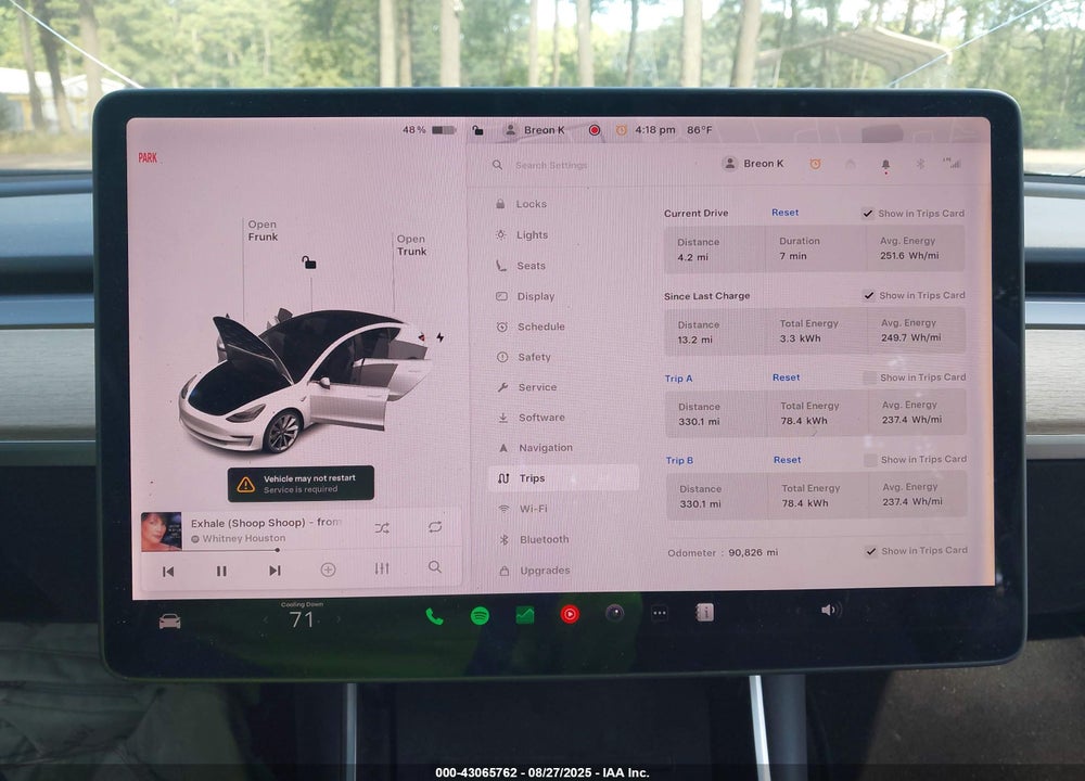 2018 TESLA MODEL 3 LONG RANGE/PERFORMANCE VIN: 5YJ3E1EB8JF067799