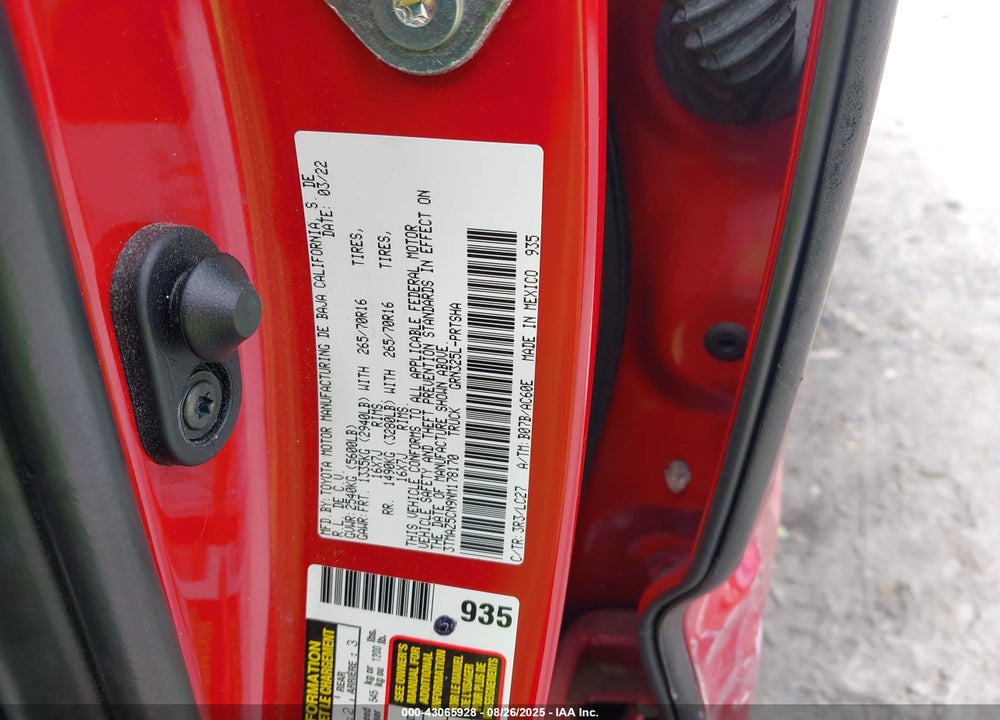 2022 TOYOTA TACOMA TRD OFF ROAD VIN: 3TMAZ5CN9NM178170