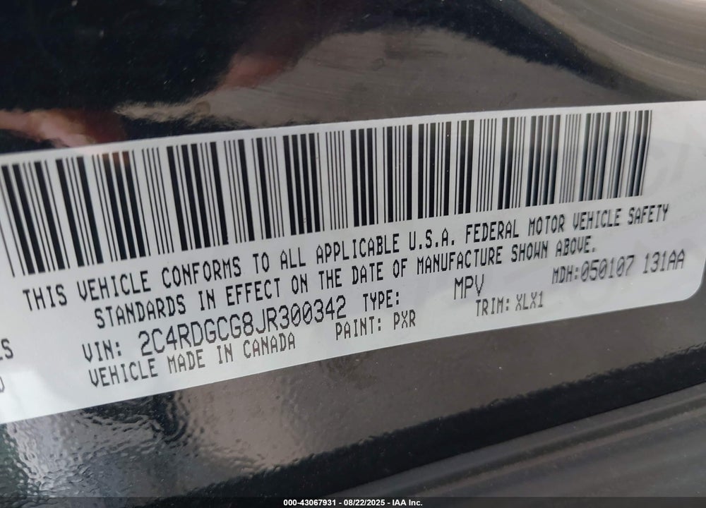 2018 DODGE GRAND CARAVAN SXT VIN: 2C4RDGCG8JR300342