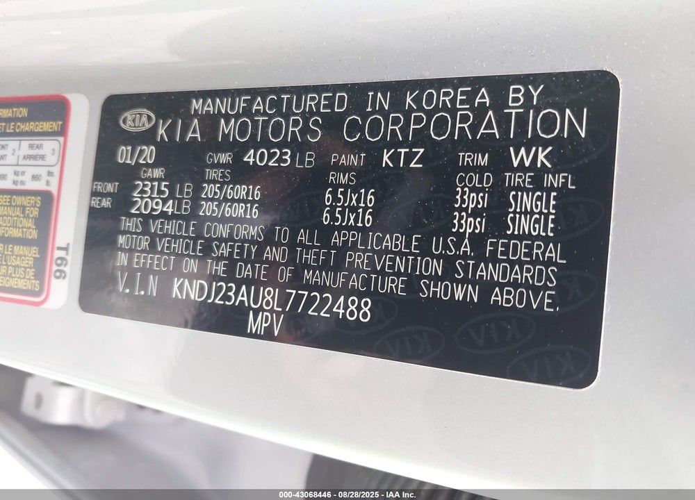 2020 KIA SOUL VIN: KNDJ23AU8L7722488
