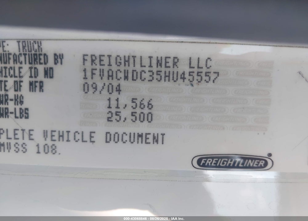2005 FREIGHTLINER M2 106 MEDIUM DUTY VIN: 1FVACWDC35HU45557