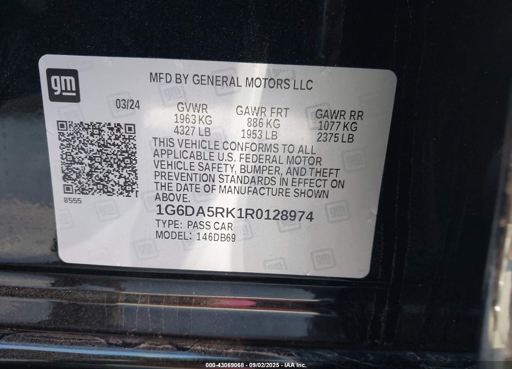 2024 CADILLAC CT4 VIN: 1G6DA5RK1R0128974