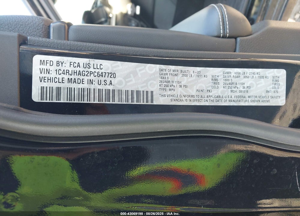 2023 JEEP GRAND CHEROKEE VIN: 1C4RJHAG2PC647720
