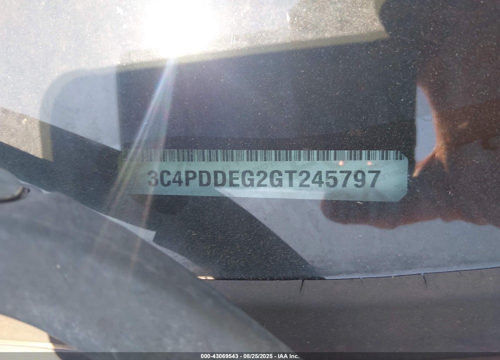2016 DODGE JOURNEY VIN: 3C4PDDEG2GT245797