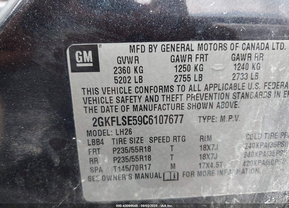 2012 GMC TERRAIN VIN: 2GKFLSE59C6107677