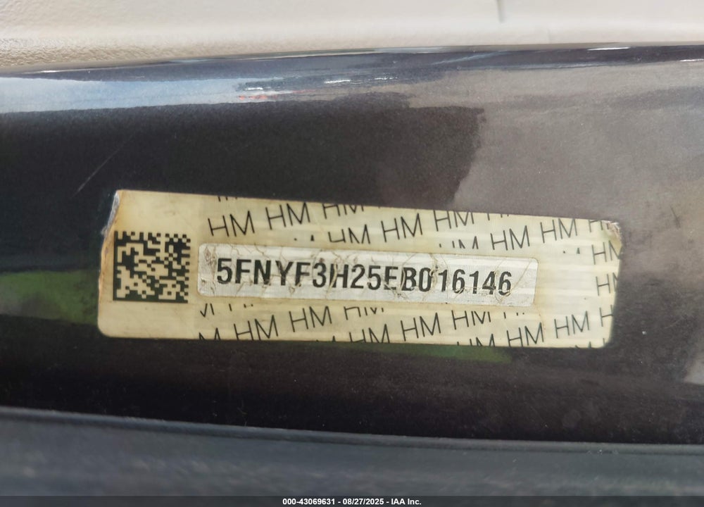2014 HONDA PILOT VIN: 5FNYF3H25EB016146