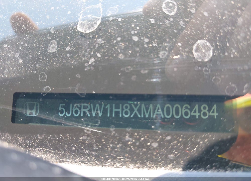 2021 HONDA CR-V 2WD EX-L VIN: 5J6RW1H8XMA006484