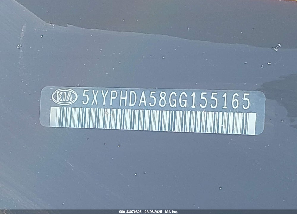 2016 KIA SORENTO VIN: 5XYPHDA58GG155165