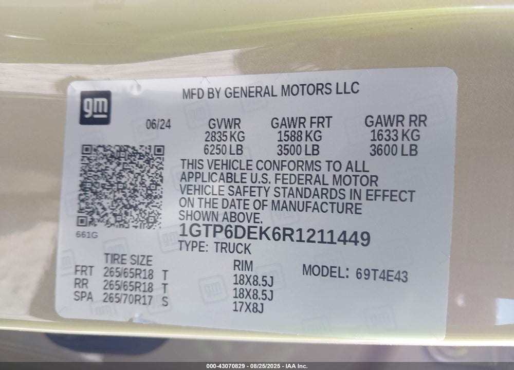 2024 GMC CANYON VIN: 1GTP6DEK6R1211449