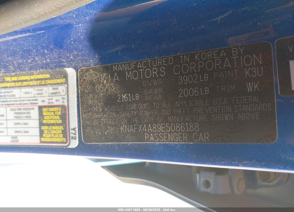 2014 KIA FORTE VIN: KNAFX4A89E5086188