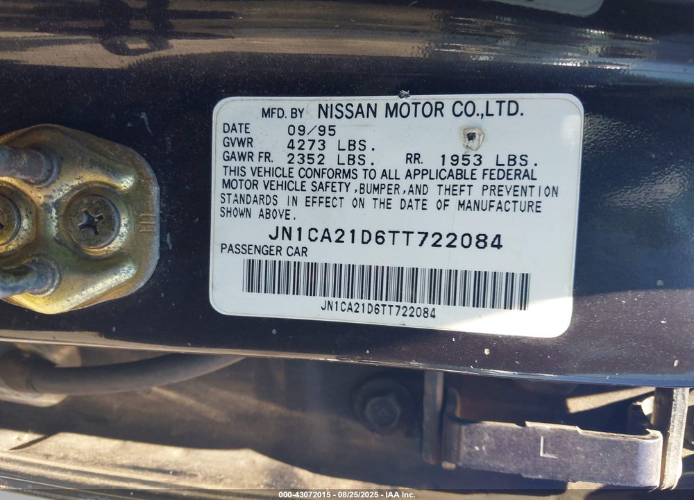 1996 NISSAN MAXIMA GLE/GXE/SE VIN: JN1CA21D6TT722084