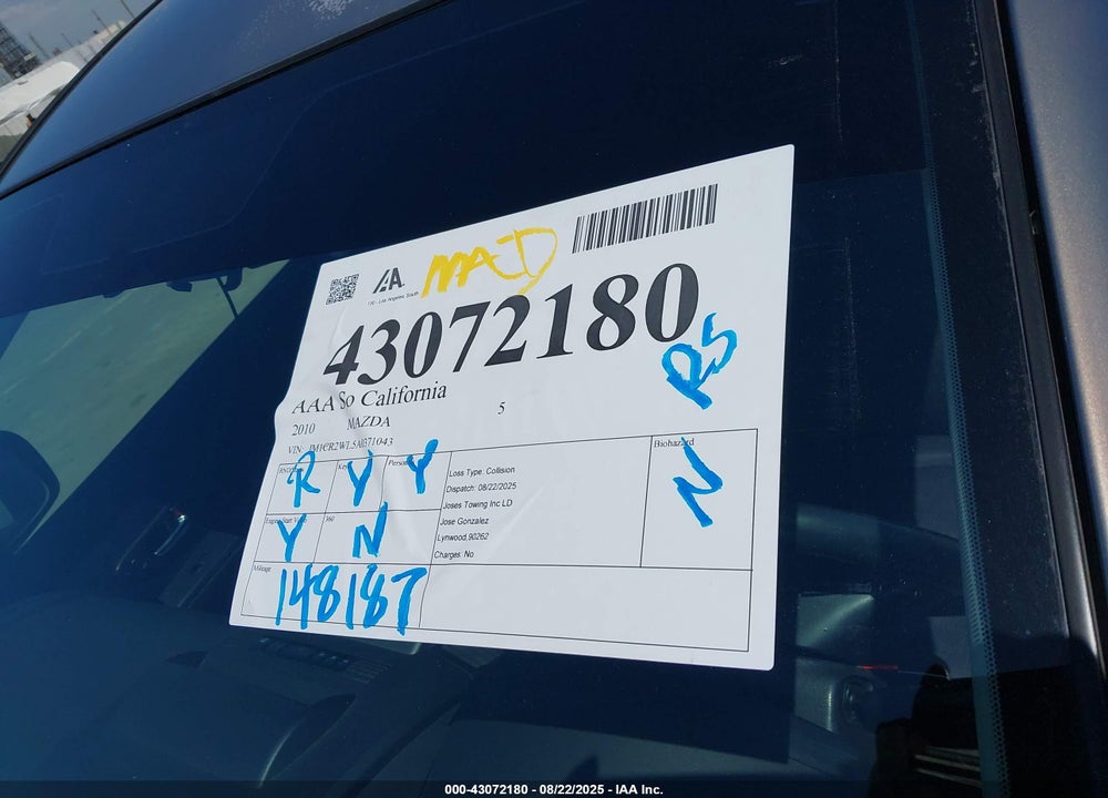 2010 MAZDA 5 VIN: JM1CR2WL5A0371043