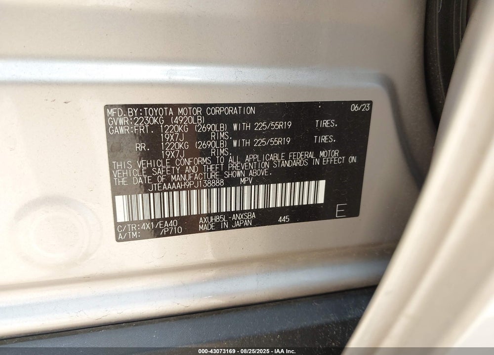 2023 TOYOTA VENZA LIMITED VIN: JTEAAAAH9PJ138888