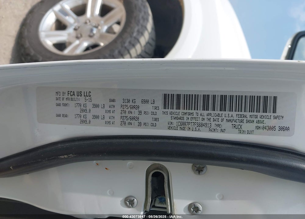 2015 RAM 1500 VIN: 1C6RR7PT7FS684913