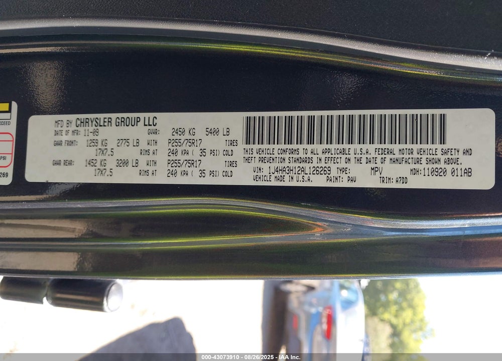 2010 JEEP WRANGLER UNLIMITED VIN: 1J4HA3H12AL126269