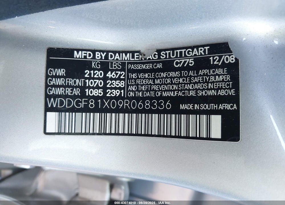 2009 MERCEDES-BENZ C 300 LUXURY 4MATIC/SPORT 4MATIC VIN: WDDGF81X09R068336