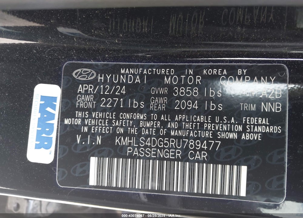 2024 HYUNDAI ELANTRA VIN: KMHLS4DG5RU789477