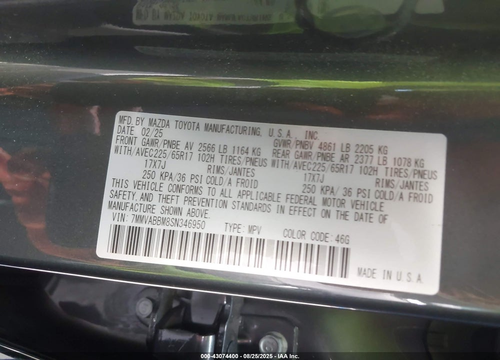 2025 MAZDA CX-50 VIN: 7MMVABBM8SN346950