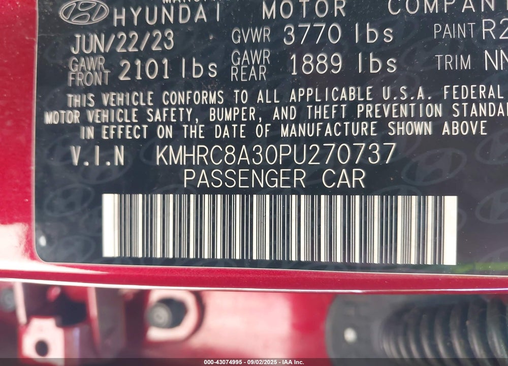 2023 HYUNDAI VENUE LIMITED VIN: KMHRC8A30PU270737