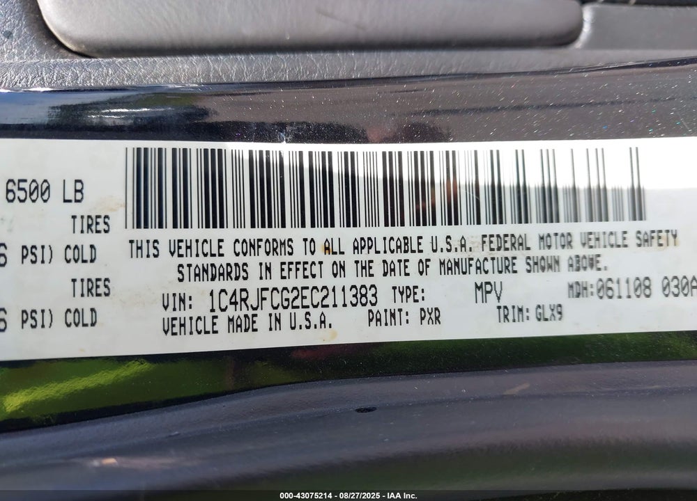 2014 JEEP GRAND CHEROKEE VIN: 1C4RJFCG2EC211383