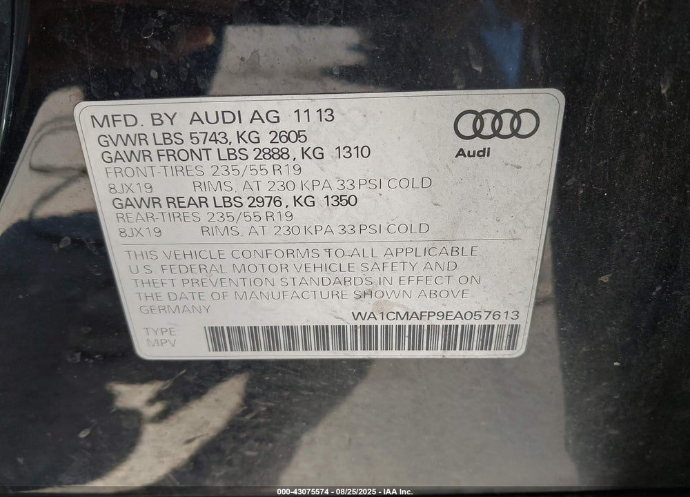 2014 AUDI Q5 3.0 TDI PREMIUM PLUS VIN: WA1CMAFP9EA057613