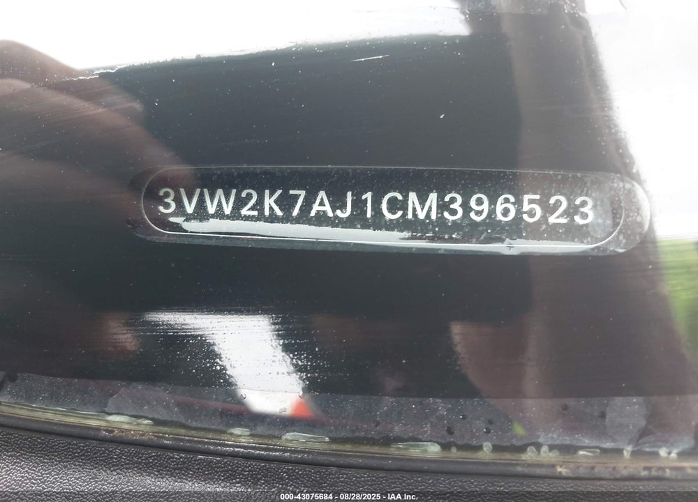 2012 VOLKSWAGEN JETTA VIN: 3VW2K7AJ1CM396523