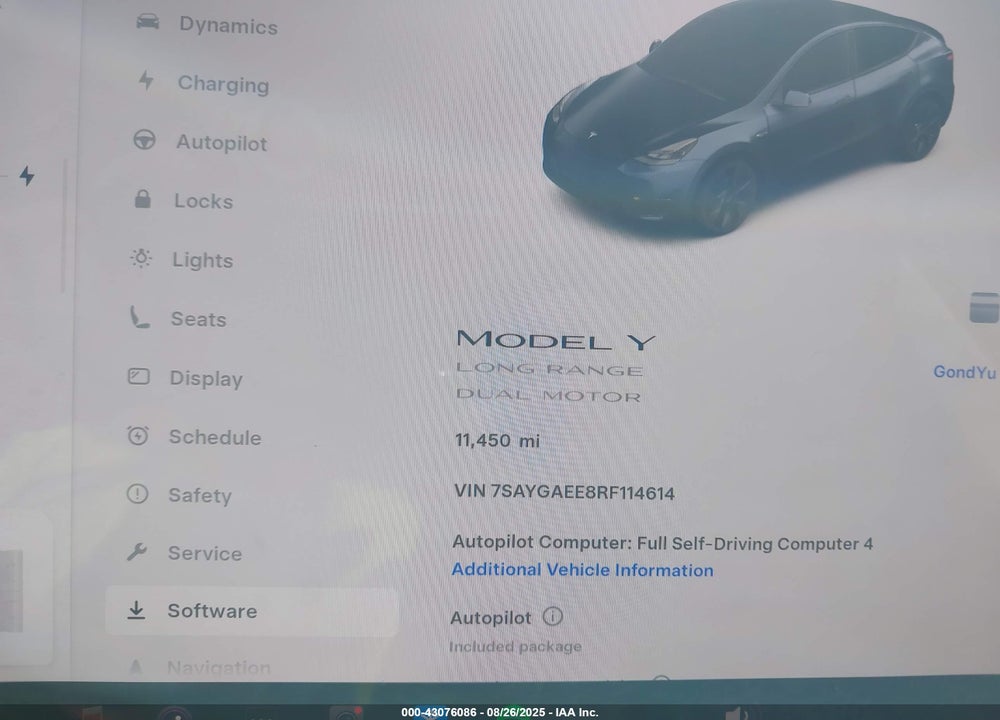 2024 TESLA MODEL Y LONG RANGE DUAL MOTOR ALL-WHEEL DRIVE VIN: 7SAYGAEE8RF114614