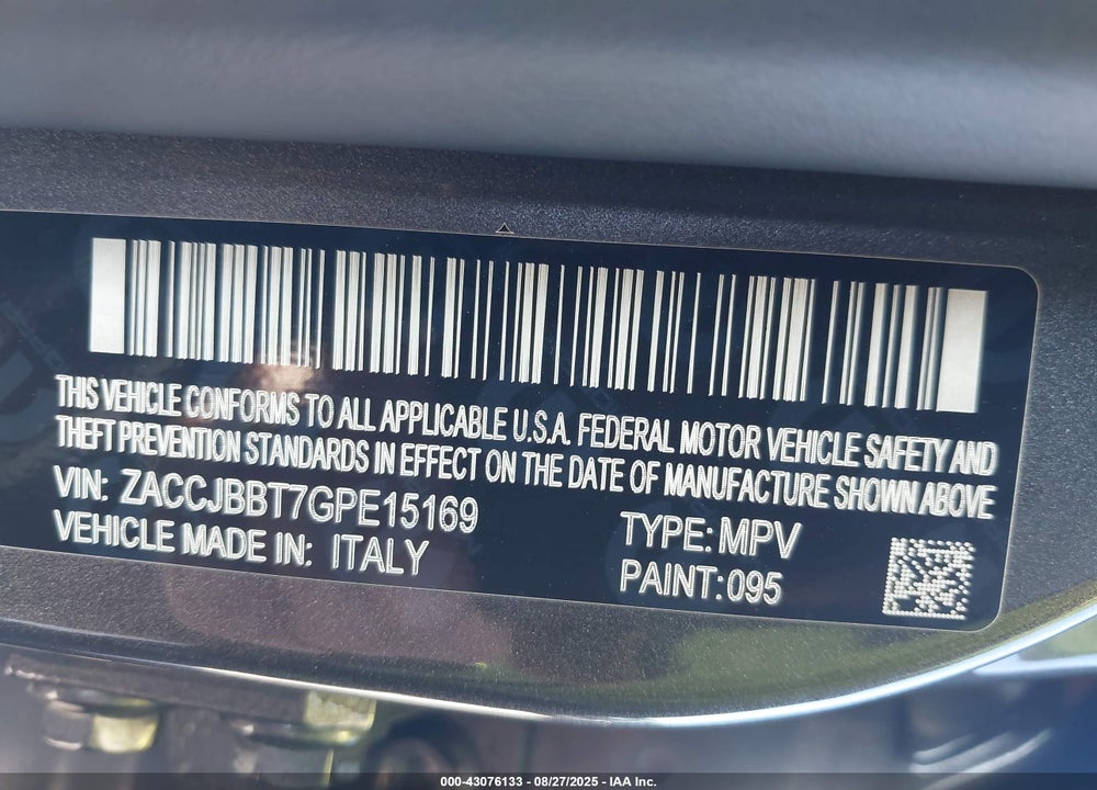 2016 JEEP RENEGADE VIN: ZACCJBBT7GPE15169