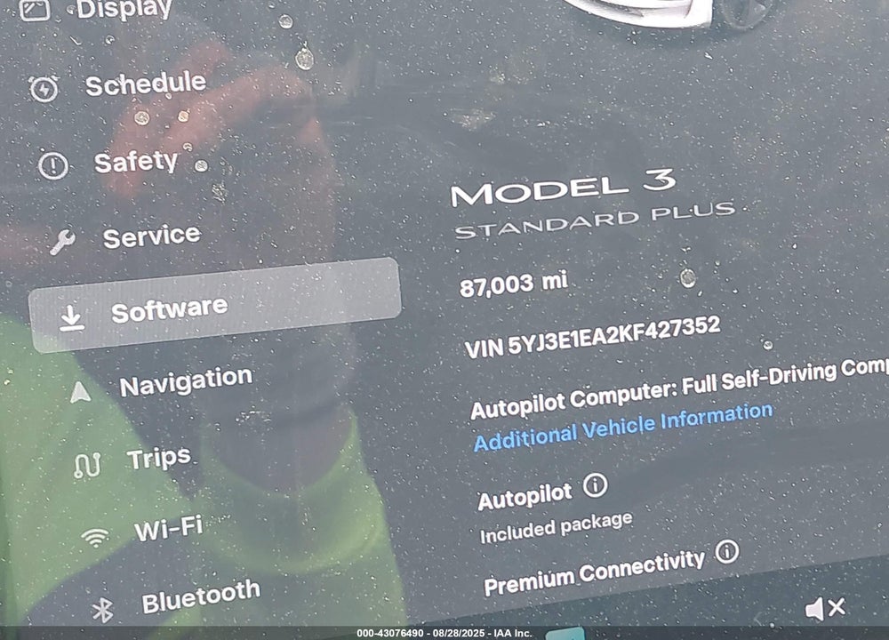 2019 TESLA MODEL 3 VIN: 5YJ3E1EA2KF427352