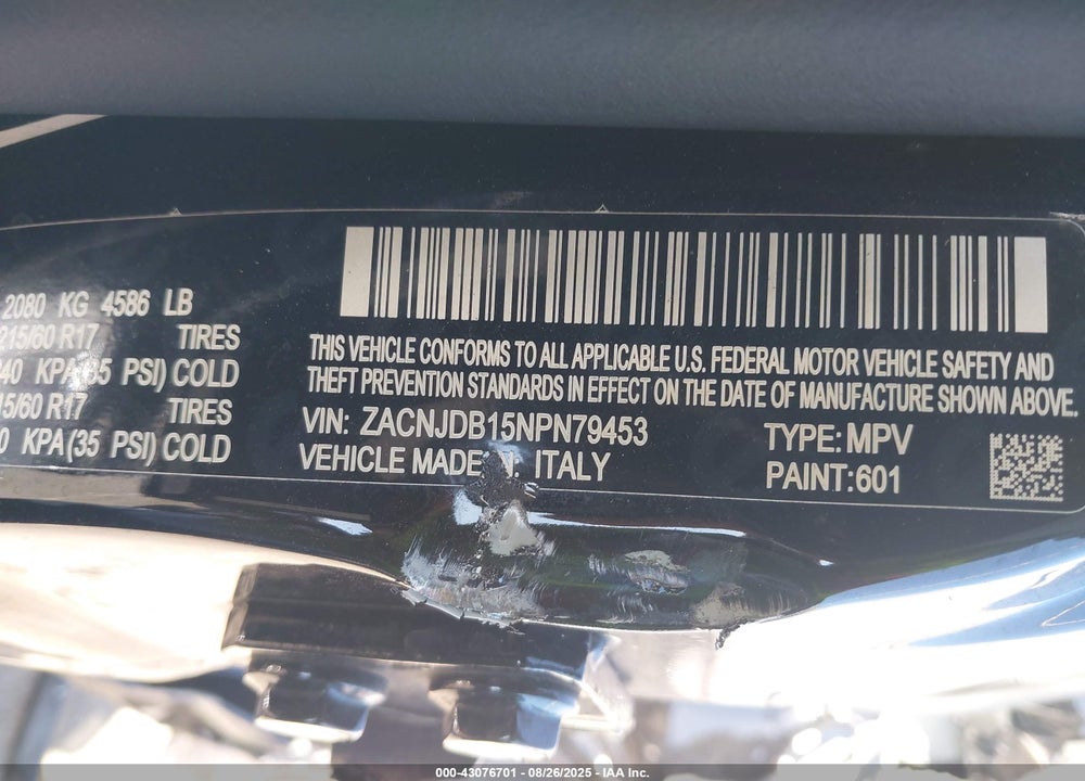 2022 JEEP RENEGADE LATITUDE 4X4 VIN: ZACNJDB15NPN79453