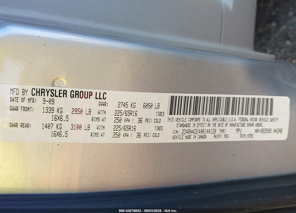 2010 DODGE GRAND CARAVAN SE VIN: 2D4RN4DE4AR144120