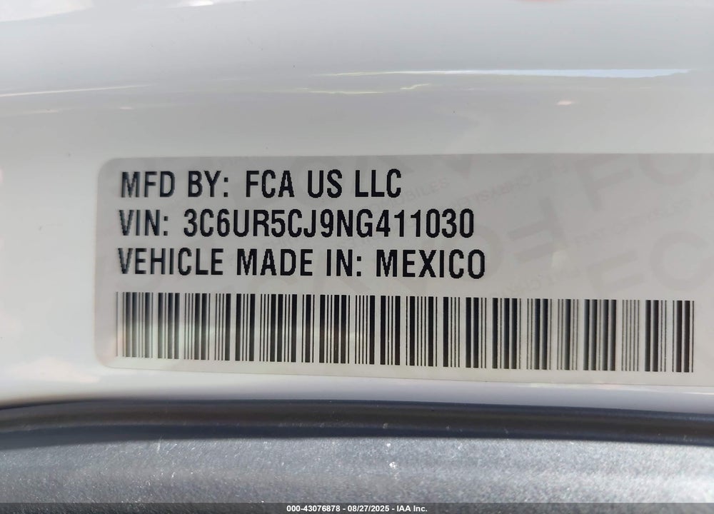 2022 RAM 2500 VIN: 3C6UR5CJ9NG411030