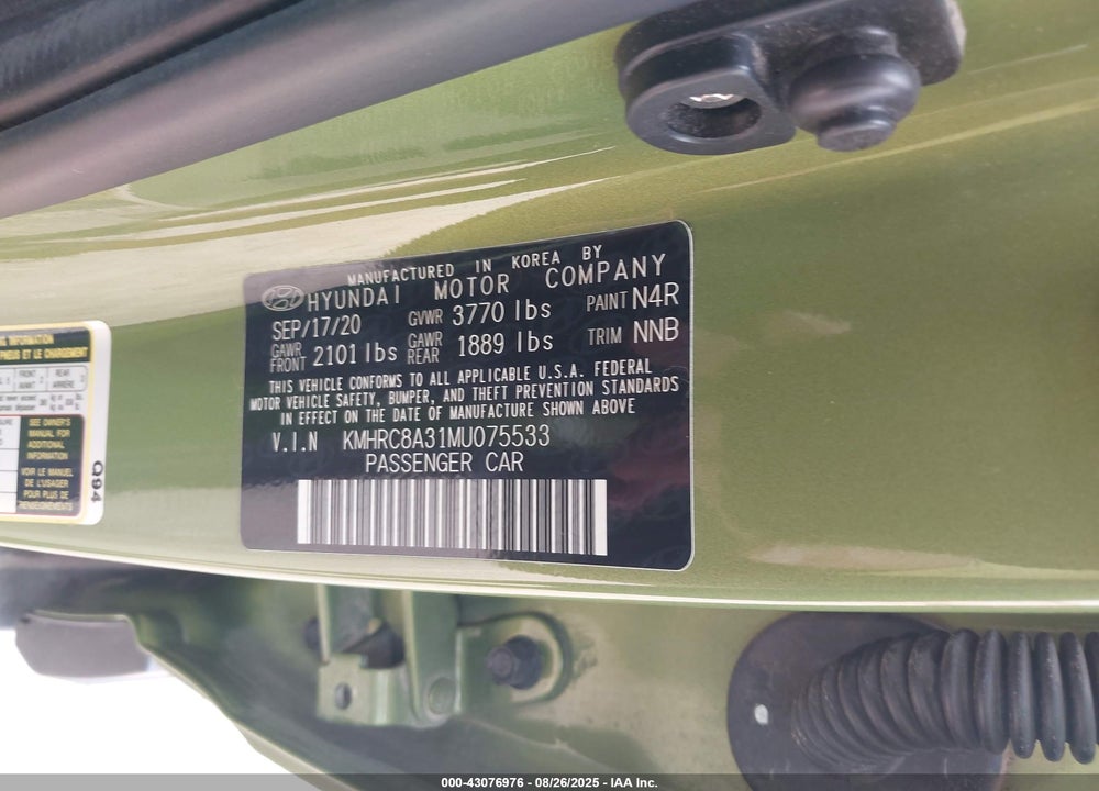 2021 HYUNDAI VENUE VIN: KMHRC8A31MU075533