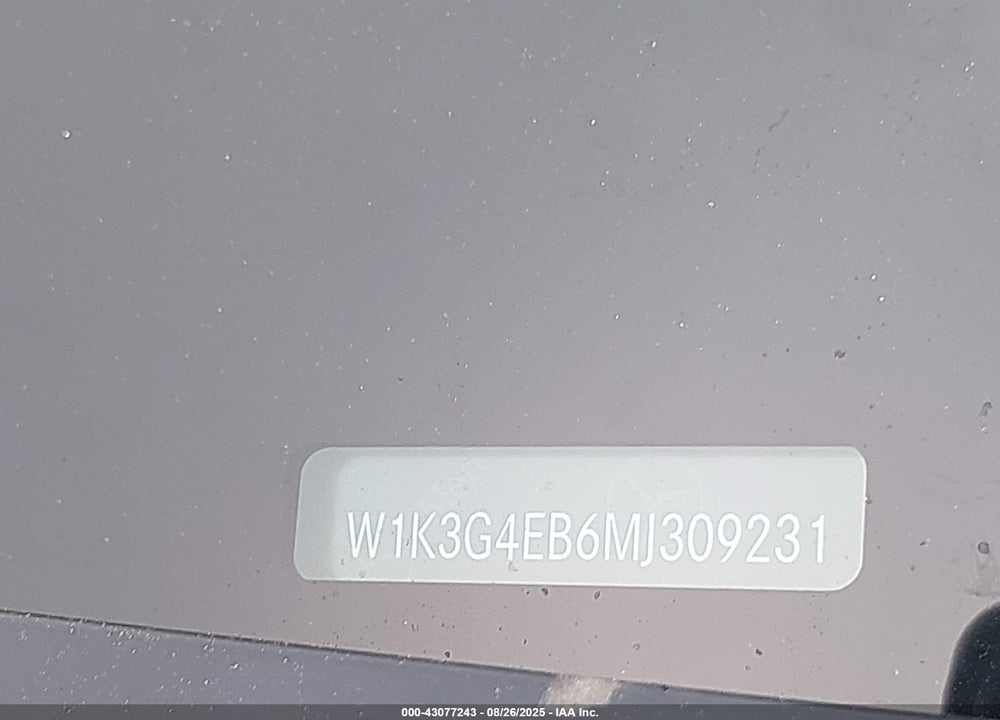 2021 MERCEDES-BENZ A-CLASS VIN: W1K3G4EB6MJ309231