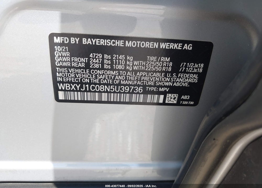 2022 BMW X2 XDRIVE28I VIN: WBXYJ1C08N5U39736