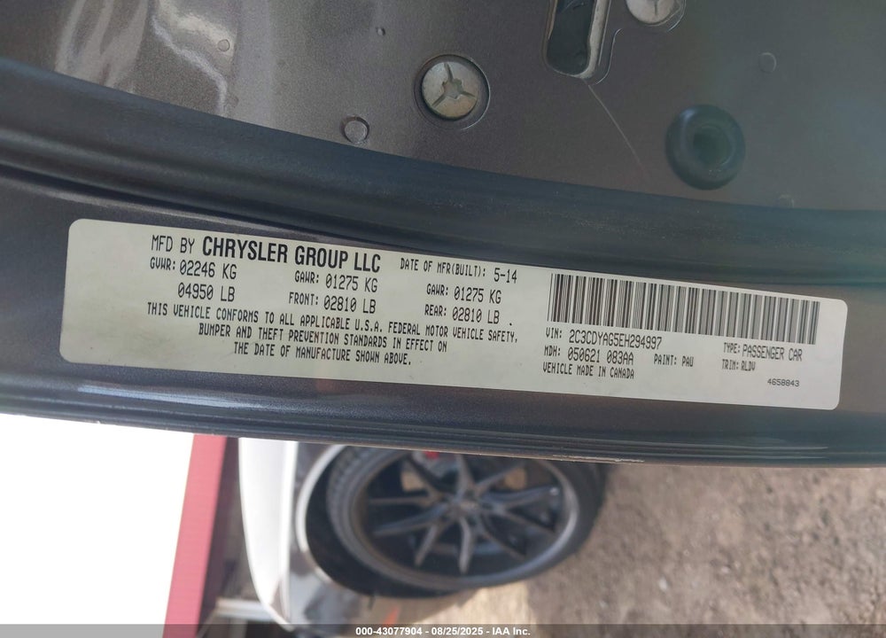 2014 DODGE CHALLENGER VIN: 2C3CDYAG5EH294997