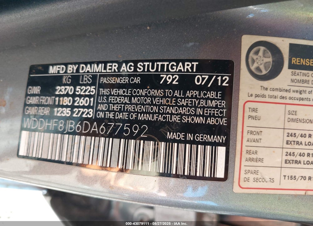 2013 MERCEDES-BENZ E 350 4MATIC VIN: WDDHF8JB6DA677592