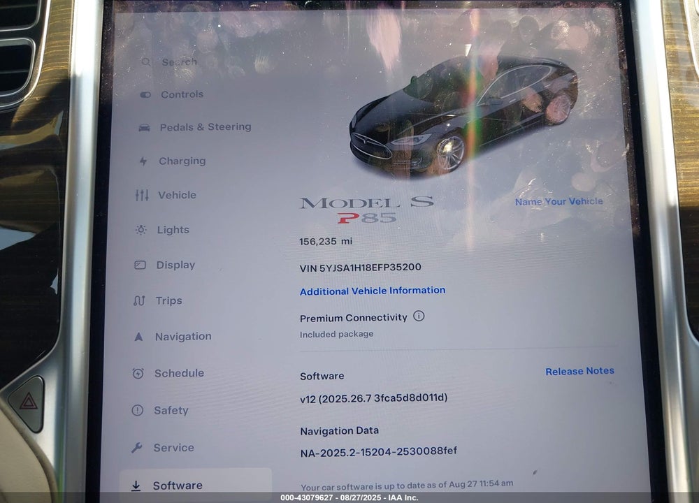 2014 TESLA MODEL S VIN: 5YJSA1H18EFP35200