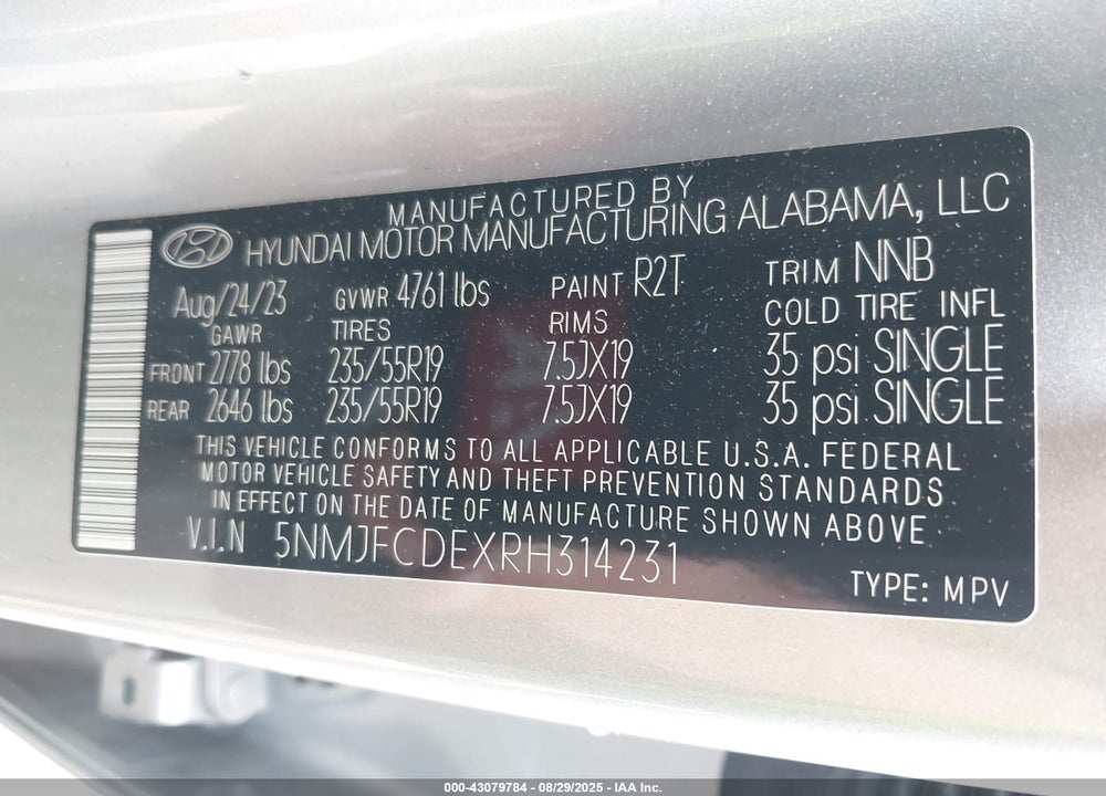 2024 HYUNDAI TUCSON VIN: 5NMJFCDEXRH314231