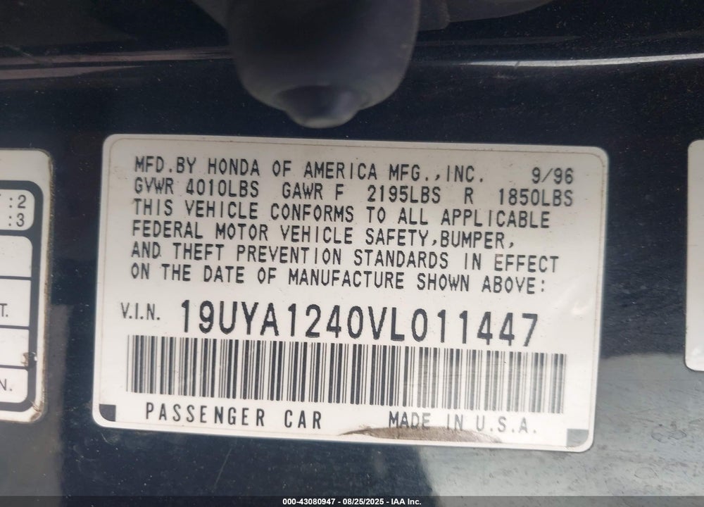 1997 ACURA CL 2.2 VIN: 19UYA1240VL011447