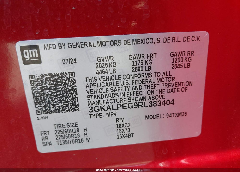 2024 GMC TERRAIN FWD SLT VIN: 3GKALPEG9RL383404