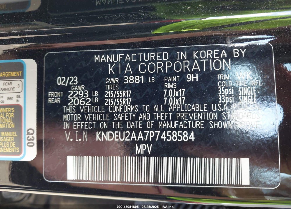 2023 KIA SELTOS VIN: KNDEU2AA7P7458584