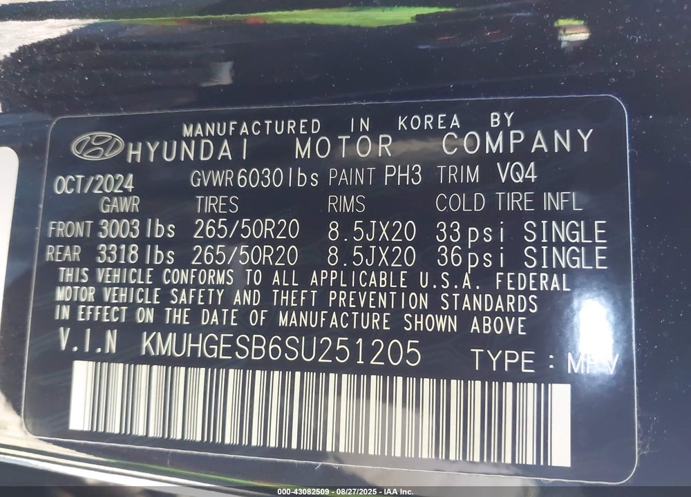 2025 GENESIS GV80 2.5T SELECT AWD VIN: KMUHGESB6SU251205
