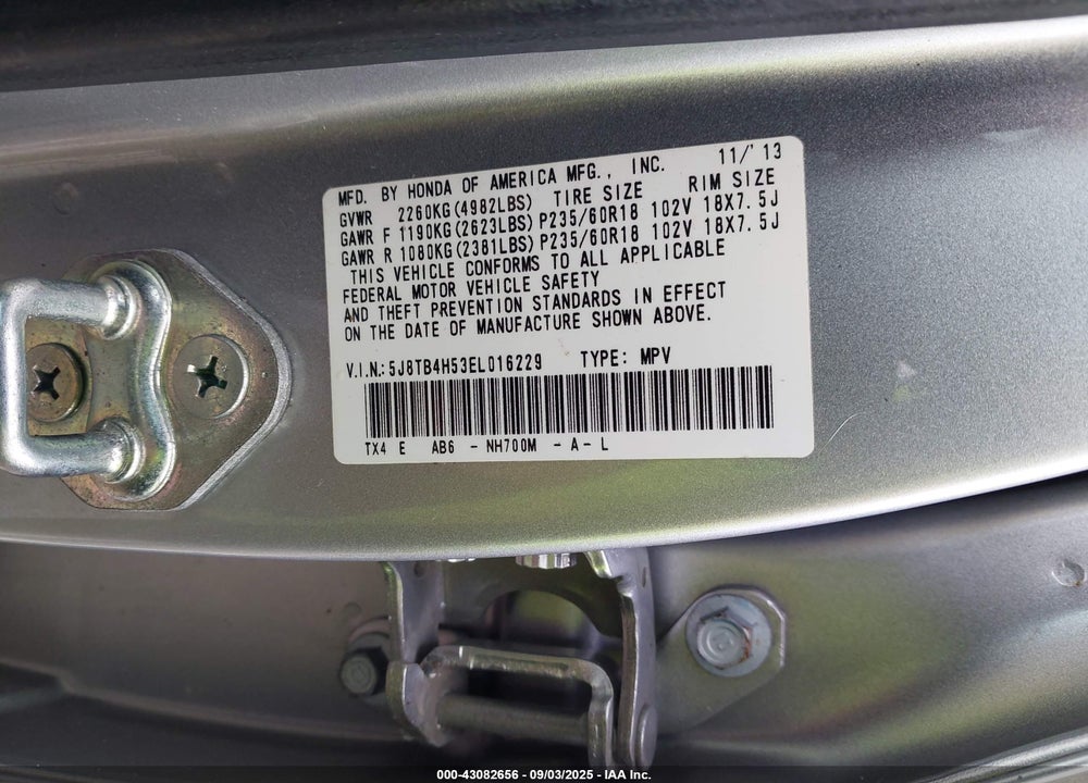 2014 ACURA RDX VIN: 5J8TB4H53EL016229