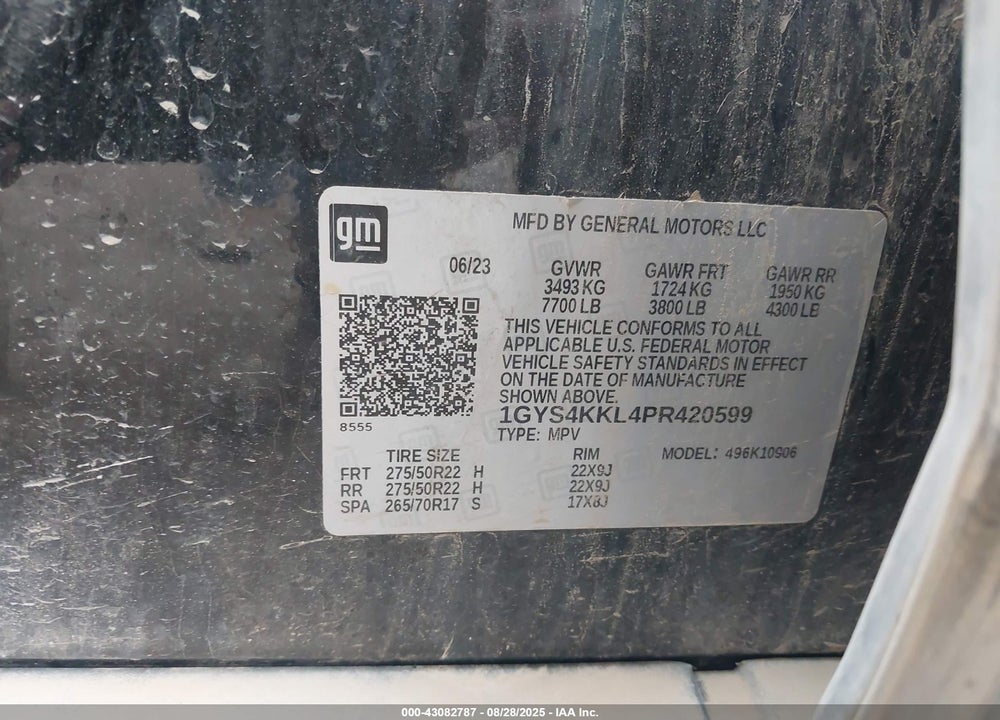 2023 CADILLAC ESCALADE ESV 4WD PREMIUM LUXURY VIN: 1GYS4KKL4PR420599